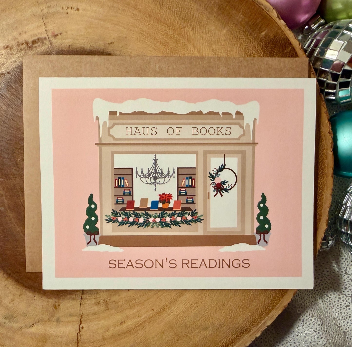 Seasons Readings Christmas Card (Qty. 1)| Festive Greeting for Book Lovers | Cozy Literary Xmas Card| Winter Stationery| Book Lover Gifts