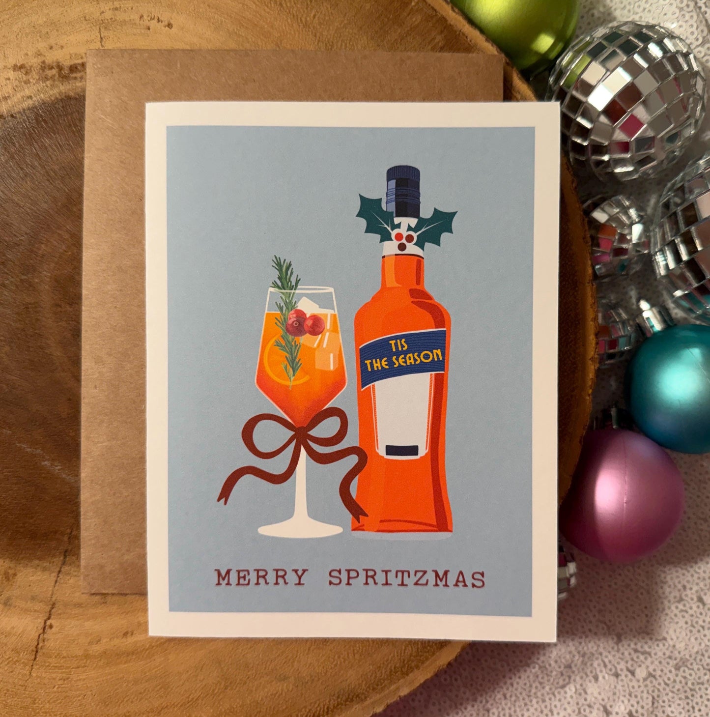 Merry Spritzmas Greeting Card| Oh Spritz Party| Italian Christmas Card| Food Pun Christmas| Italian Christmas Gifts| Tis the Season