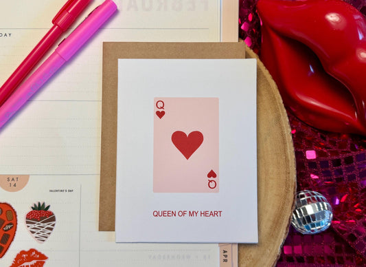 Queen of My Heart Card| Be Mine Gift| Valentine Greeting for Wife| Lucky In Love| Playing Cards| Love Letter Gifts