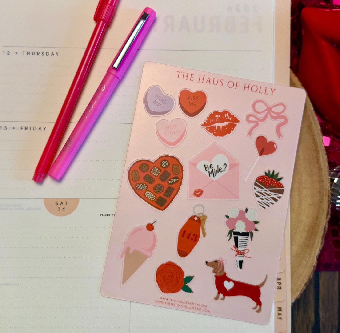 Valentines Day Sticker Sheet| Seasonal Planner Labels| Journal Decals| Book Lover| Cupid Keepsake| Key to My Heart