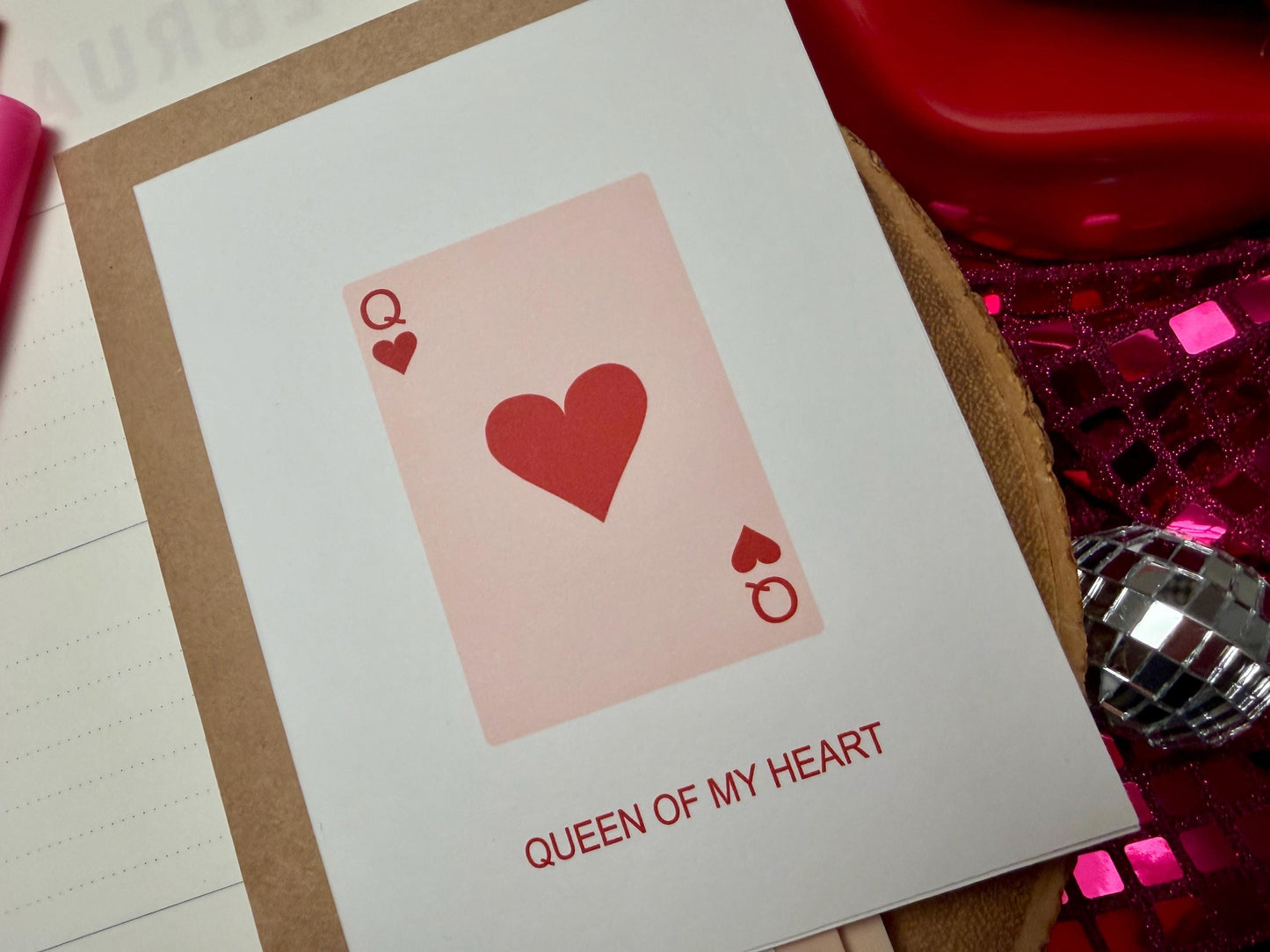 Queen of My Heart Card| Be Mine Gift| Valentine Greeting for Wife| Lucky In Love| Playing Cards| Love Letter Gifts