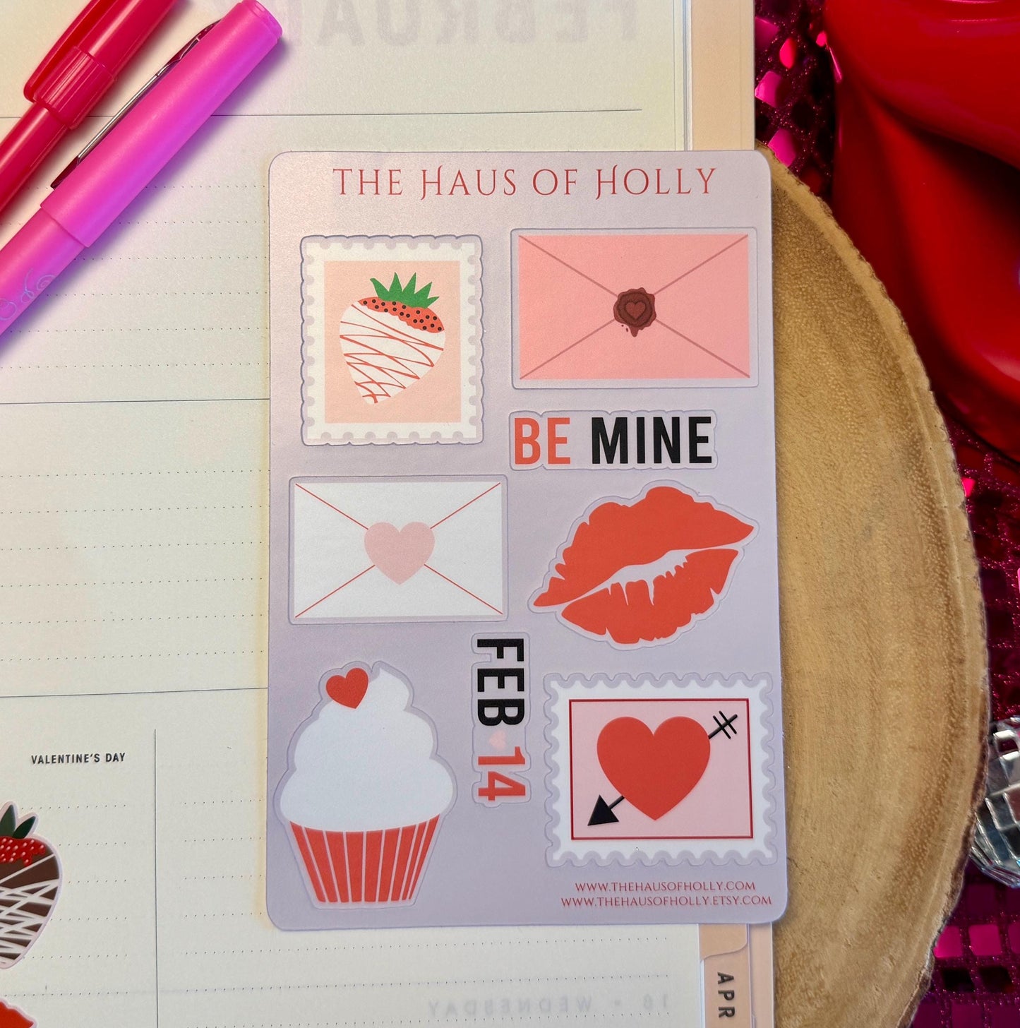 Valentines Day Sticker Sheet| Seasonal Planner Labels| Journal Decals| Friendship Gifts| Love Letter Vinyl Cupid Keepsakes
