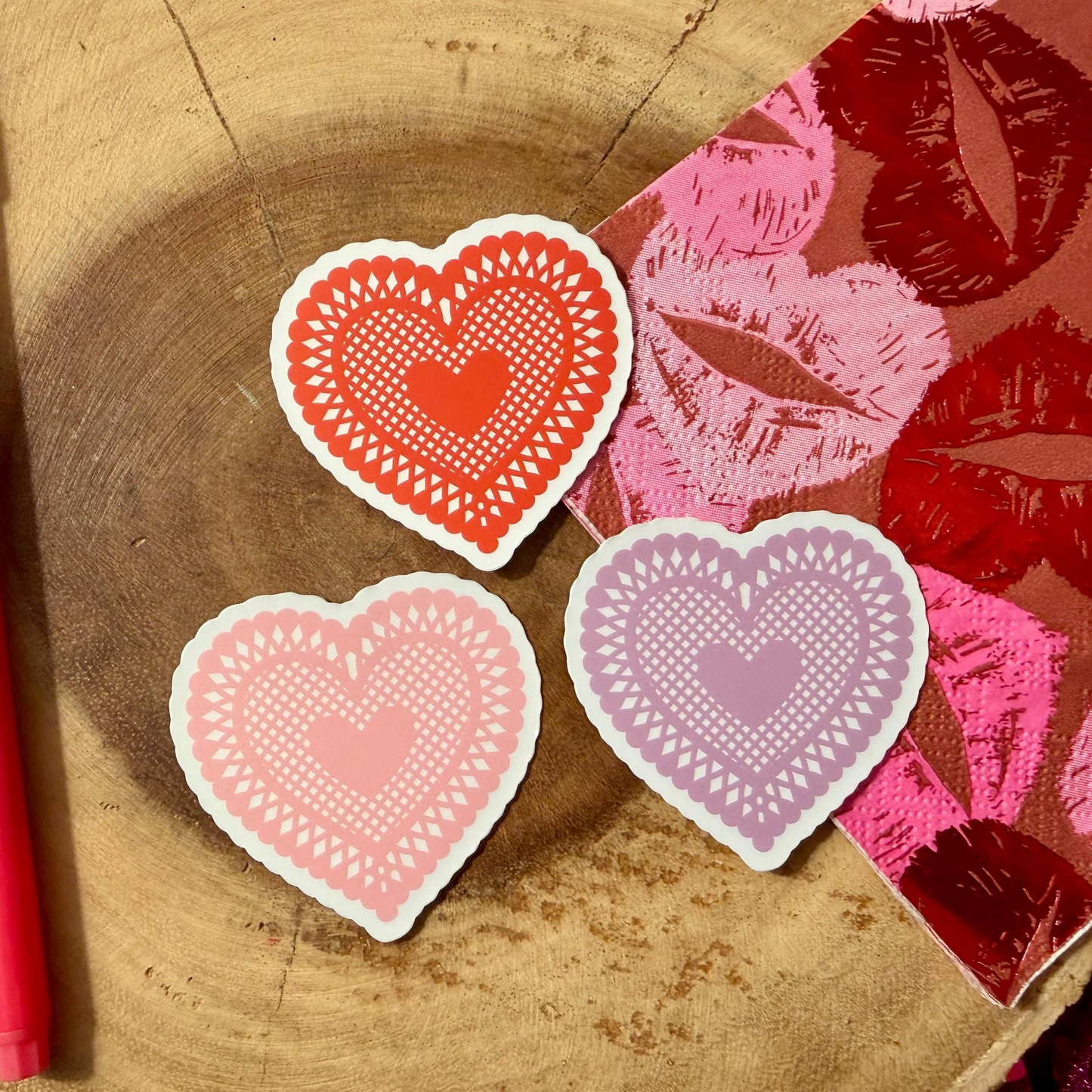 Doily Heart Sticker Set (3)