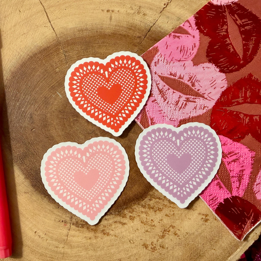 Doily Heart Sticker Set (3)