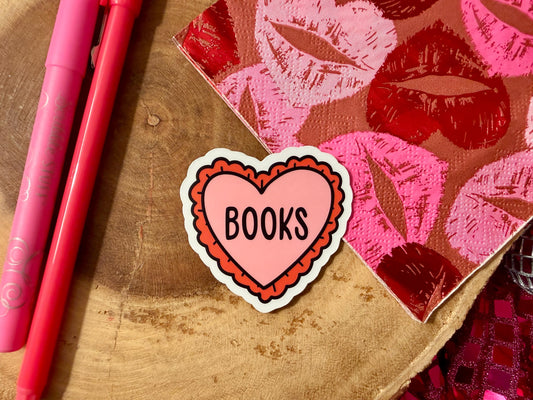 Heart Books Sticker| Bookish Sticker| Book Lover Gift| Spicy Romance| Reading Smut| Book Club Decals| Fantasy Reading| Romantic Book Sticker