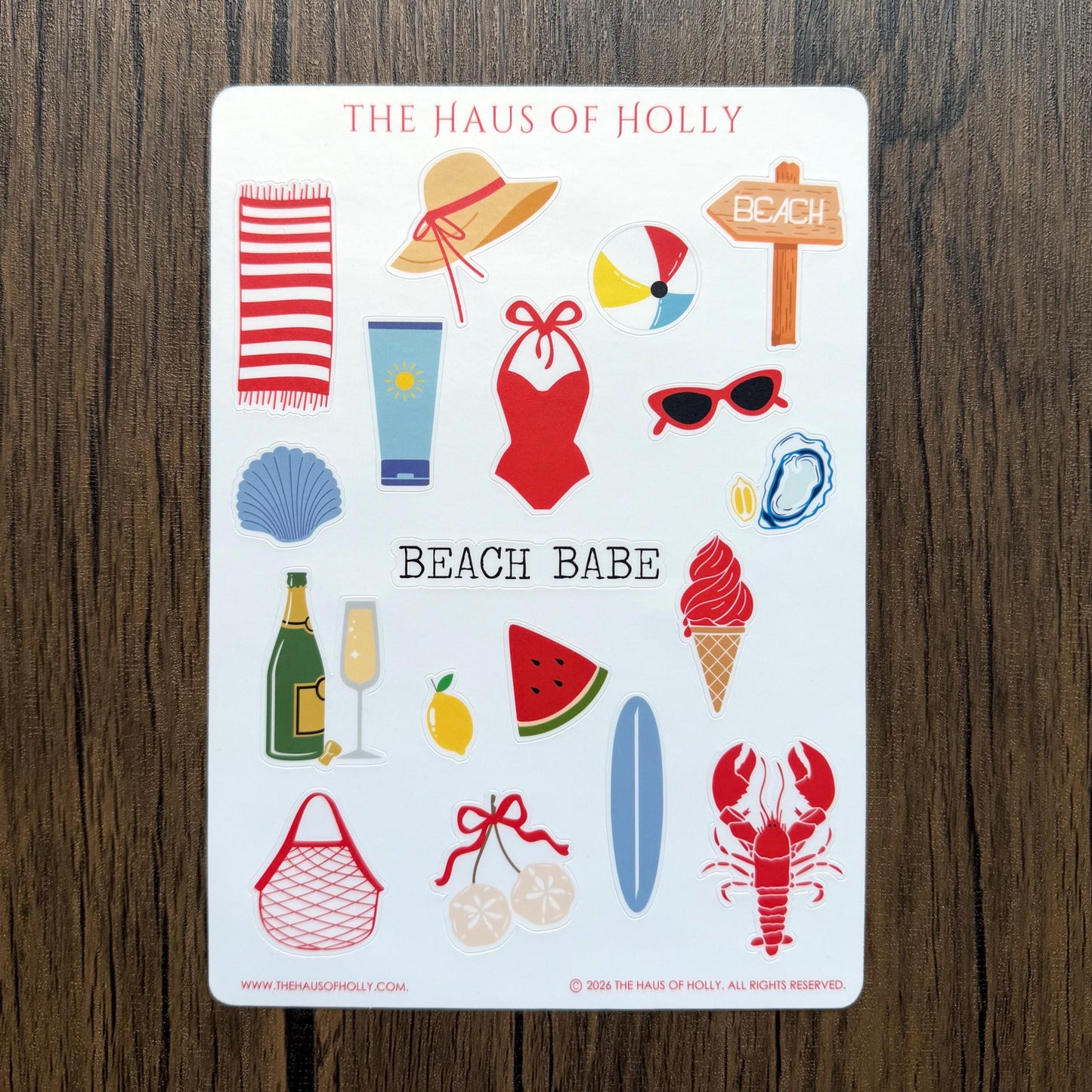 Summer Beach Sticker Sheet| Summer Birthday Stickers| Summer Journal Decals| Beach Stickers| Bathing Suit Stickers| Seasonal Decals| Coastal