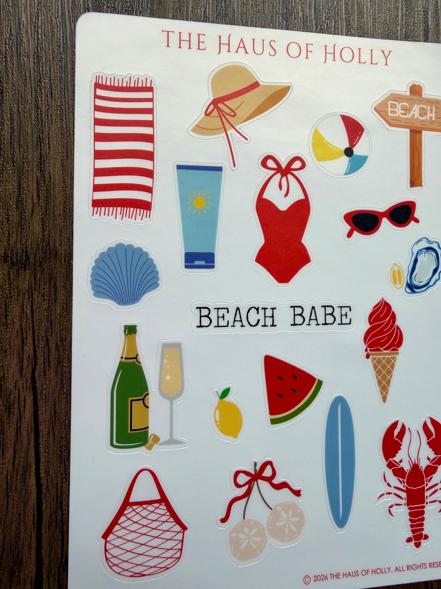 Summer Beach Sticker Sheet| Summer Birthday Stickers| Summer Journal Decals| Beach Stickers| Bathing Suit Stickers| Seasonal Decals| Coastal