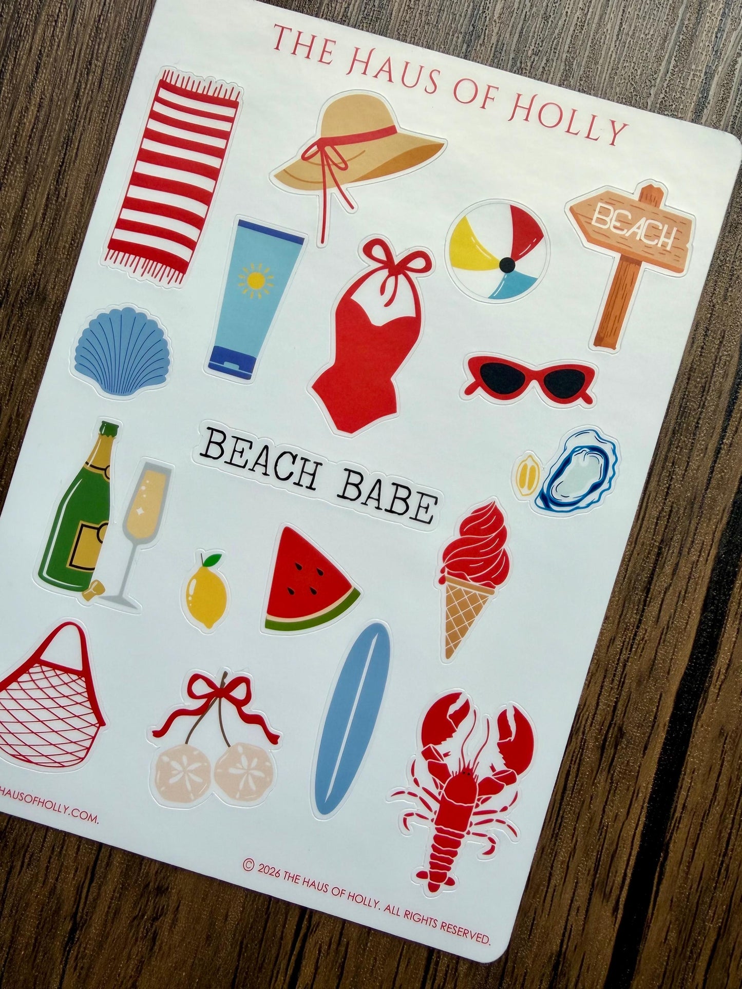 Summer Beach Sticker Sheet| Summer Birthday Stickers| Summer Journal Decals| Beach Stickers| Bathing Suit Stickers| Seasonal Decals| Coastal
