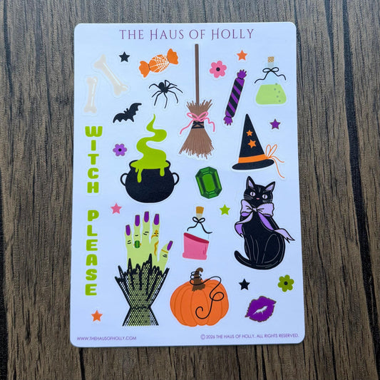 Witch Halloween Sticker Sheet 5X7 Inches