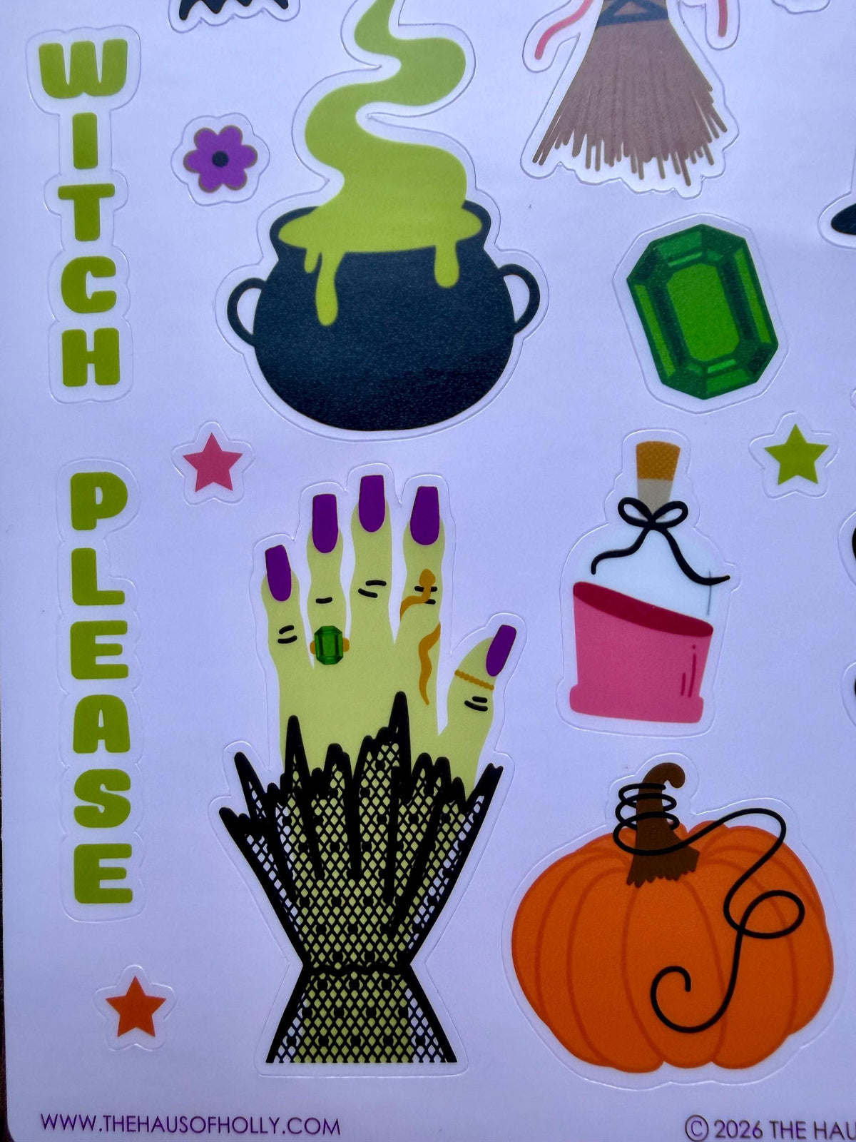 Witch Halloween Sticker Sheet 5X7 Inches