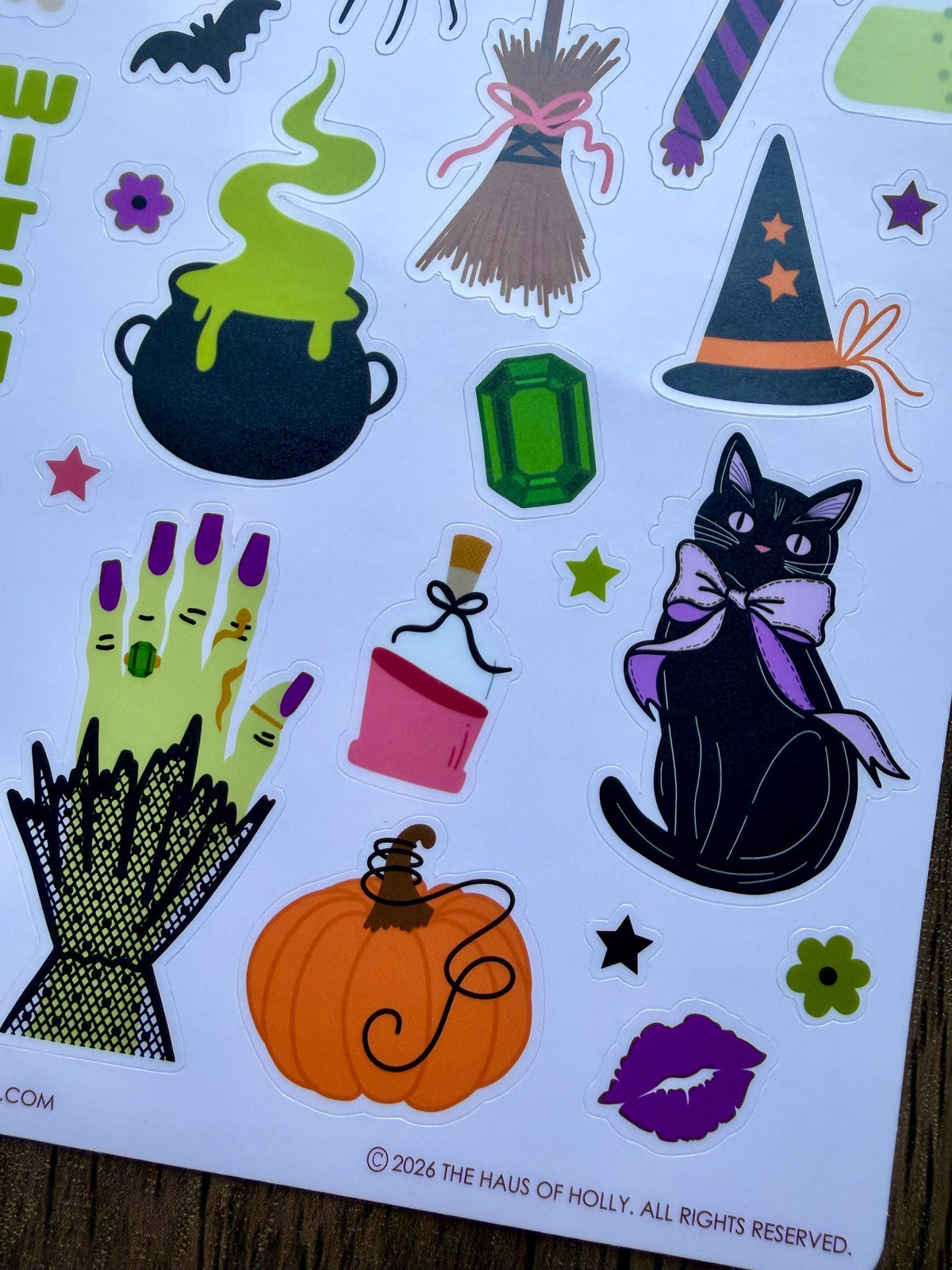 Witch Halloween Sticker Sheet 5X7 Inches