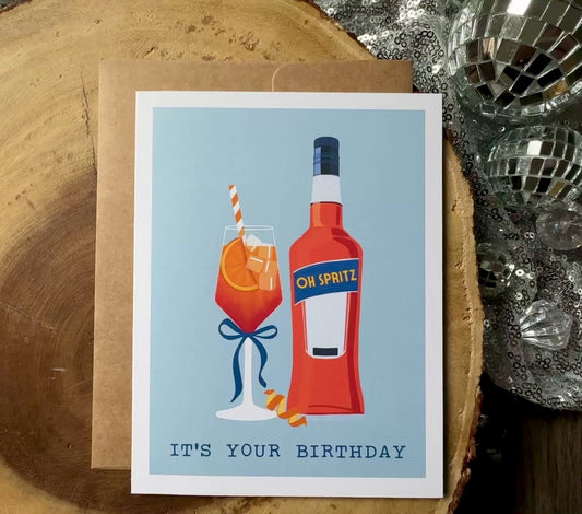 Oh Spritz Its Your Birthday Card| Oh Spritz Party| Italian Card for Her| Food Pun Birthday Card| Italian Birthday Card| Italian Summer Card