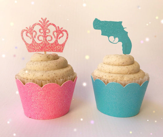 GUNS OR GLITTER CUPCAKE TOPPERS