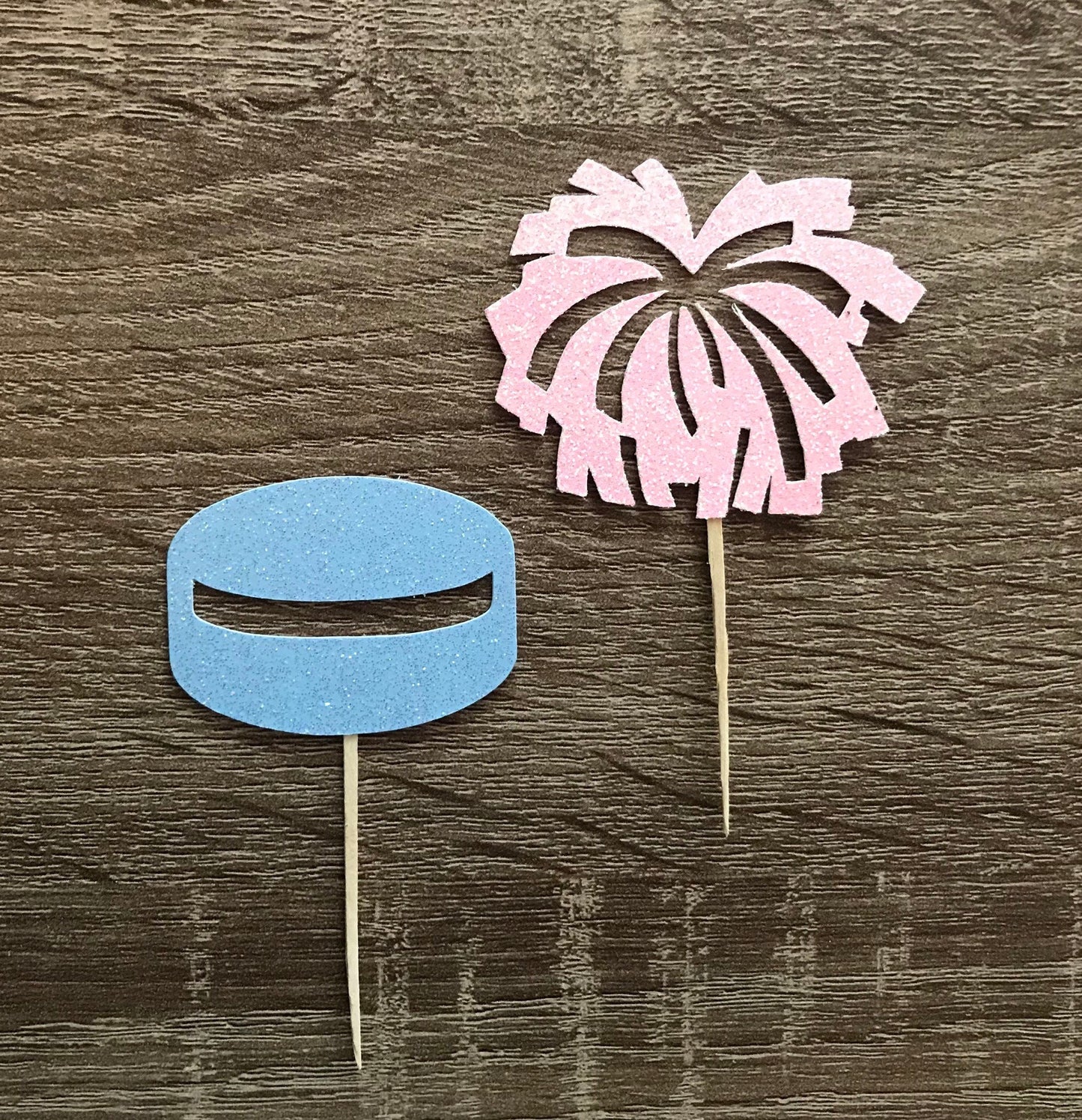 PUCKS OR POMS CUPCAKE TOPPERS