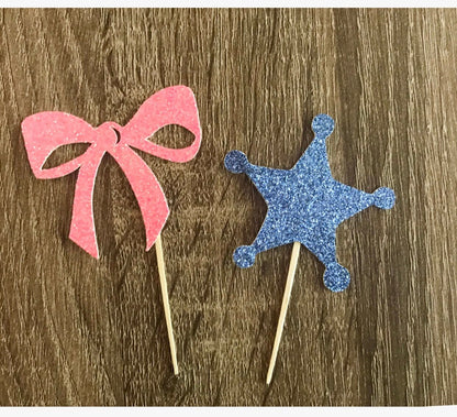 BADGES OR BOWS CUPCAKE TOPPERS