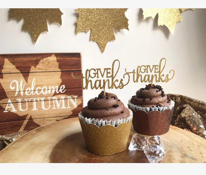 GIVE THANKS CUPCAKE TOPPERS