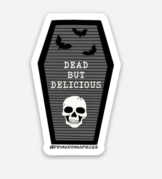 DEAD BUT DELICIOUS COFFIN STICKER